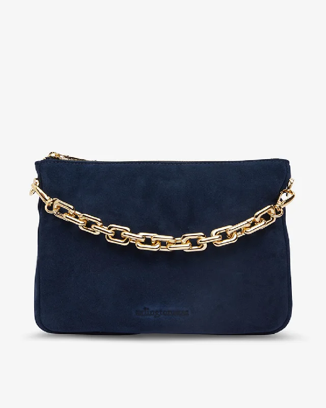 Samantha Crossbody - Navy Suede Statement Handbags At Unbeatable Discounts