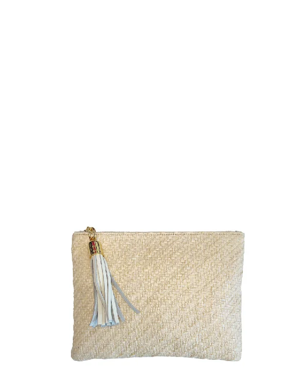Shaker Light Braided Tan Raffia Tassel Clutch The Best Handbag Sale Of The Season