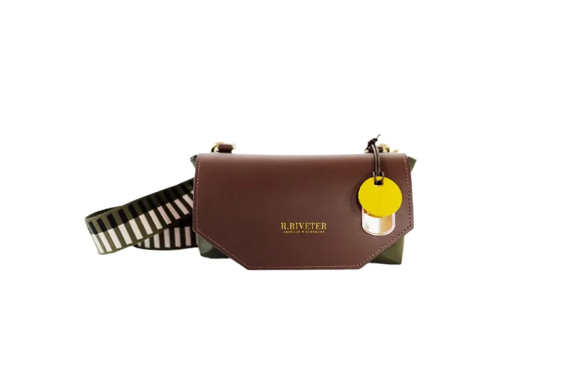 Whittle | Fatigue Nylon + Brown Leather Chic Shoulder Bags At Promotional Rates