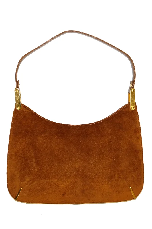 1970s Susan Gail Amber Suede Shoulder Bag with Original Tags Fashionable Handbags At Must-Have Prices