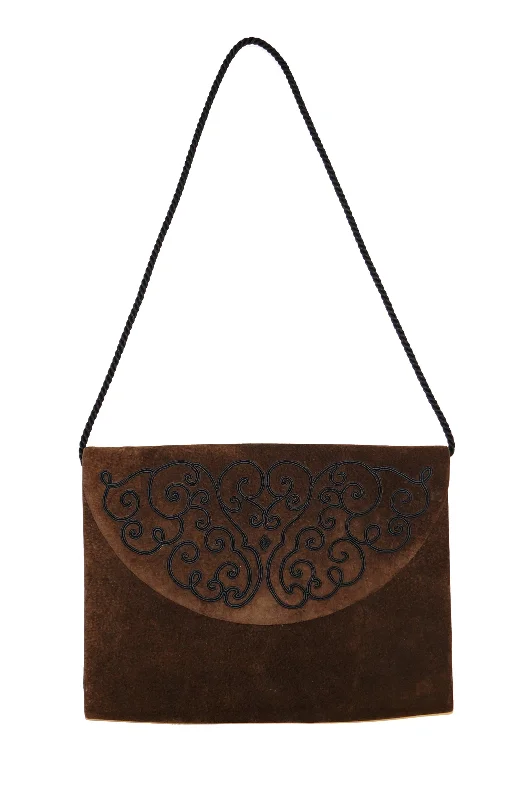 1980s Dominique Aurientis Brown French Suede Envelope Cord Detailed Handbag Fashionable Crossbody Bags At Special Offers 1980s Dominique Aurientis Brown French Suede Envelope Cord Detailed Handbag Fashionable Crossbody Bags At Special Offers