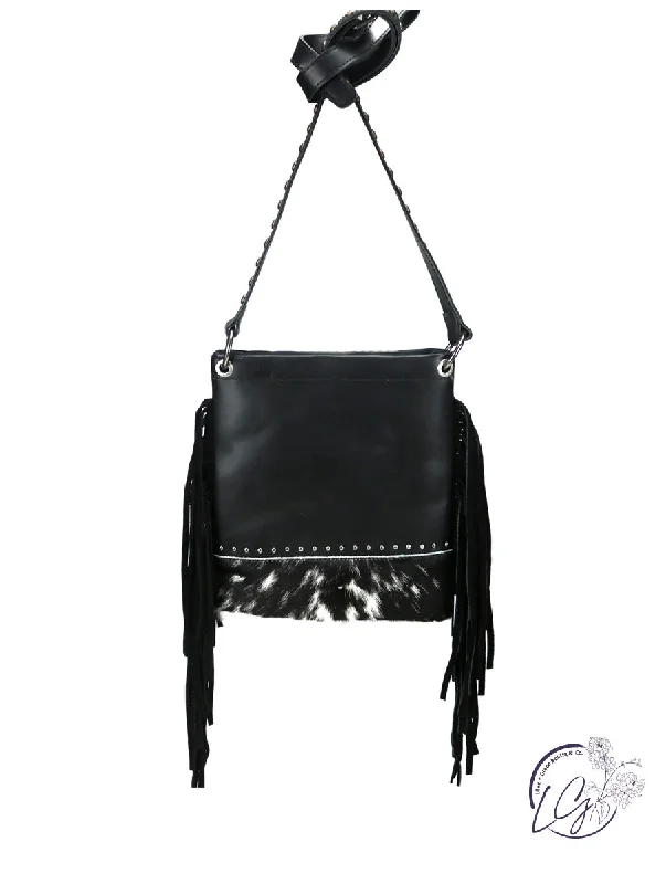 Black Real Leather Fringe Shoulder/Crossbody Bag Designer Bags At Lower Prices