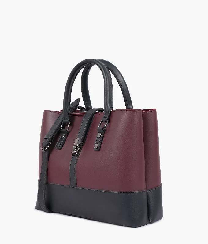 Burgundy and black multi-compartment shoulder bag Stylish Bags, Unbeatable Prices