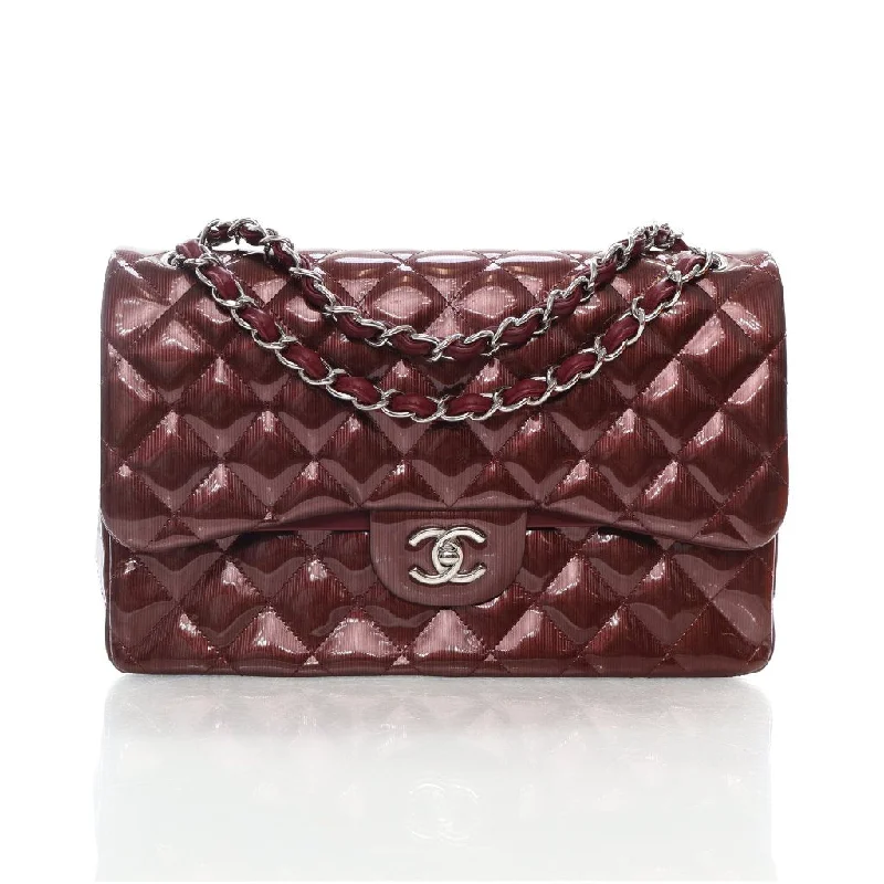 Chanel Classic Jumbo Flap Burgundy Patent Statement Bags With Exclusive Savings