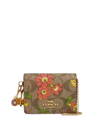 Comfortable Chic Coach Boxed Mini Wallet On A Chain In Signature Canvas With Floral Print Luxury Totes At The Lowest Prices Of The Season