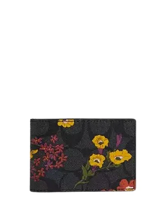 Ride The Style Wave Coach Compact Billfold Wallet In Signature Canvas With Floral Print Affordable Luxury With Top-Quality Handbags Ride The Style Wave Coach Compact Billfold Wallet In Signature Canvas With Floral Print Affordable Luxury With Top-Quality Handbags
