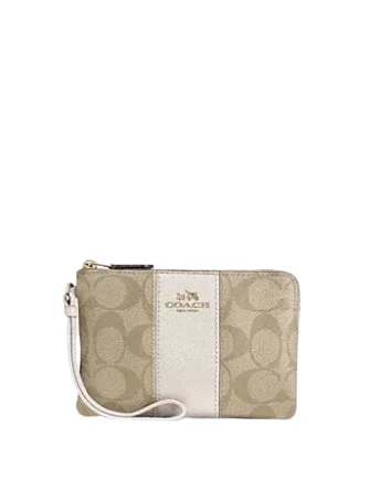 Bags For Free-Spirited And Artistic Styles Coach Corner Zip Wristlet In Signature Canvas Timeless Bags, Flash Sale Bags For Free-Spirited And Artistic Styles Coach Corner Zip Wristlet In Signature Canvas Timeless Bags, Flash Sale