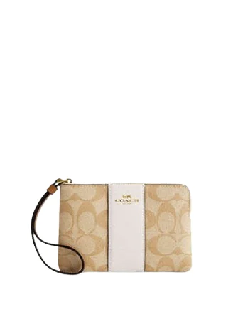 Crazy Discounts, Hurry Up Coach Corner Zip Wristlet In Signature Canvas With Stripe Upgrade Your Look With Our Bag Sale Crazy Discounts, Hurry Up Coach Corner Zip Wristlet In Signature Canvas With Stripe Upgrade Your Look With Our Bag Sale