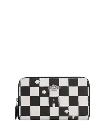 Luxury Bags On Sale Coach Medium Id Zip Wallet With Checkerboard Print Flash Sale On Designer Bags