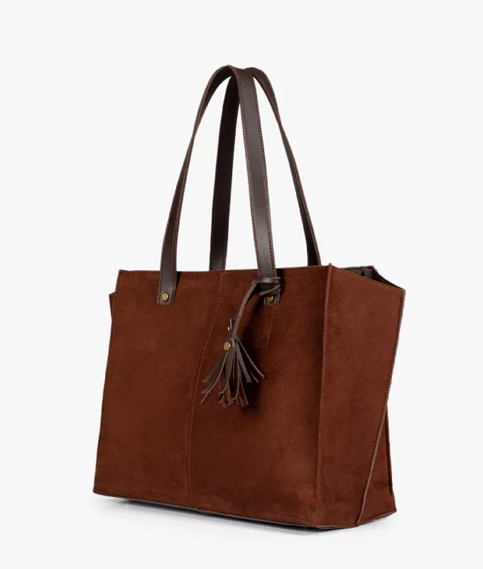 Dark brown suede over the shoulder tote bag Chic And Affordable Bags – Grab Yours Today