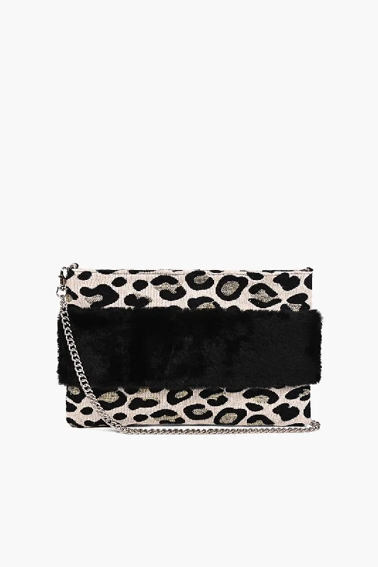 Faux Fur Clutch Chilly Cheeta Sleek And Stylish Handbags At Lower Prices