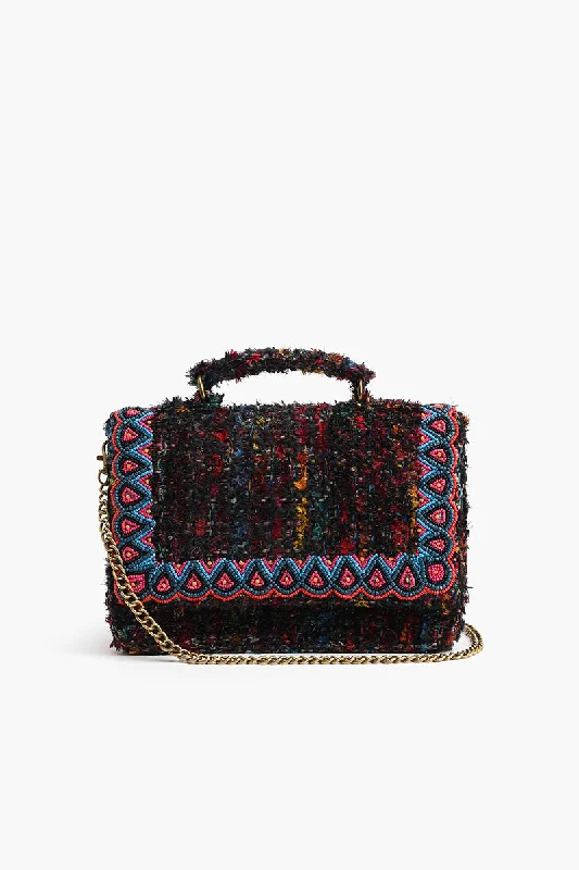 Hand Held beaded Clutch with Adjustable Chain Blk Multi Everyday Elegance At Lower Prices