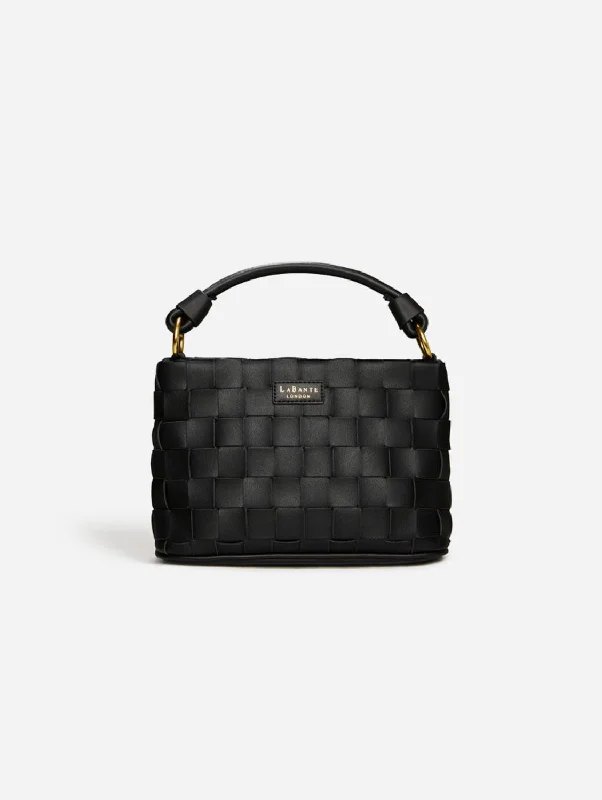 Baby Bella Woven Vegan Leather Crossbody Bag | Black Trendy Purses, Limited Offer
