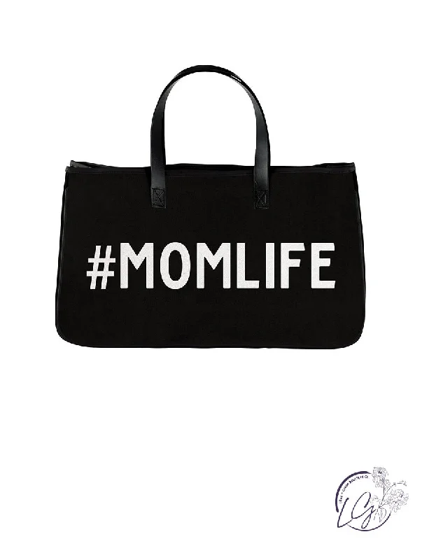 #MomLife Black Canvas Tote Limited-Stock Handbag Sale For A Stylish Look