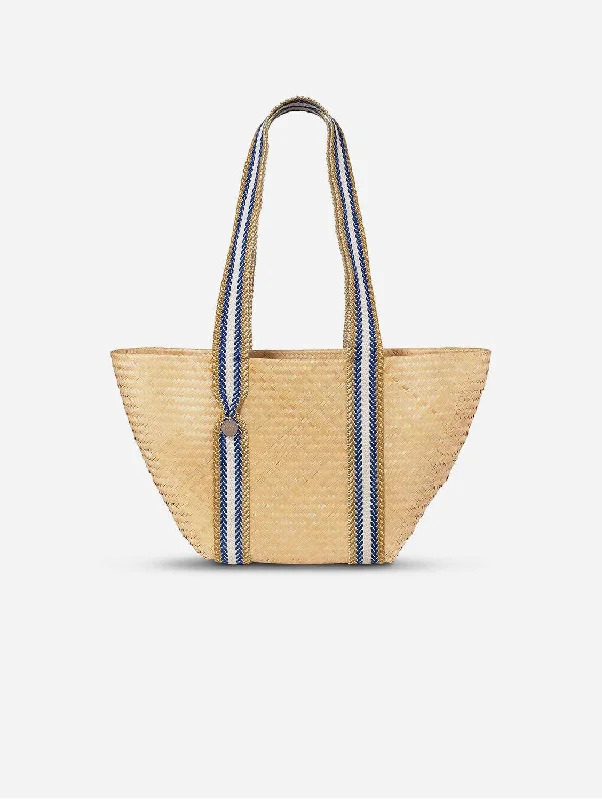 Siap Bamboo Vegan Medium Tapered Tote | Natural & Blue Stripe Premium Quality Bags At Affordable Prices