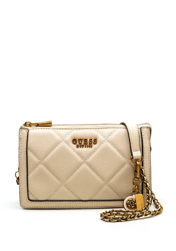 Guess Abey Mini Quilted Crossbody Bag, Stone Flash Sale On Designer Bags