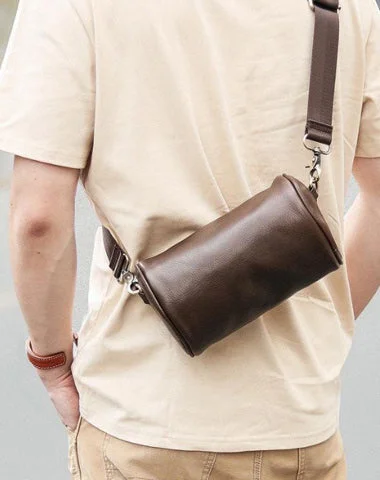 Black Leather Mens Small Casual Bucket Bag Barrel Messenger Bags Brown Postman Bag For Men Luxury Bags, Budget Prices Black Leather Mens Small Casual Bucket Bag Barrel Messenger Bags Brown Postman Bag For Men Luxury Bags, Budget Prices