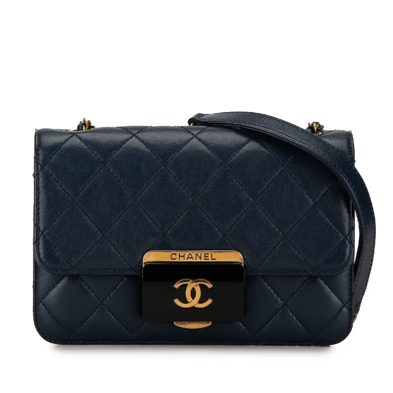 Blue Chanel Mini Lambskin Beauty Lock Flap Shoulder Bag High-End Handbags At Affordable Prices Blue Chanel Mini Lambskin Beauty Lock Flap Shoulder Bag High-End Handbags At Affordable Prices
