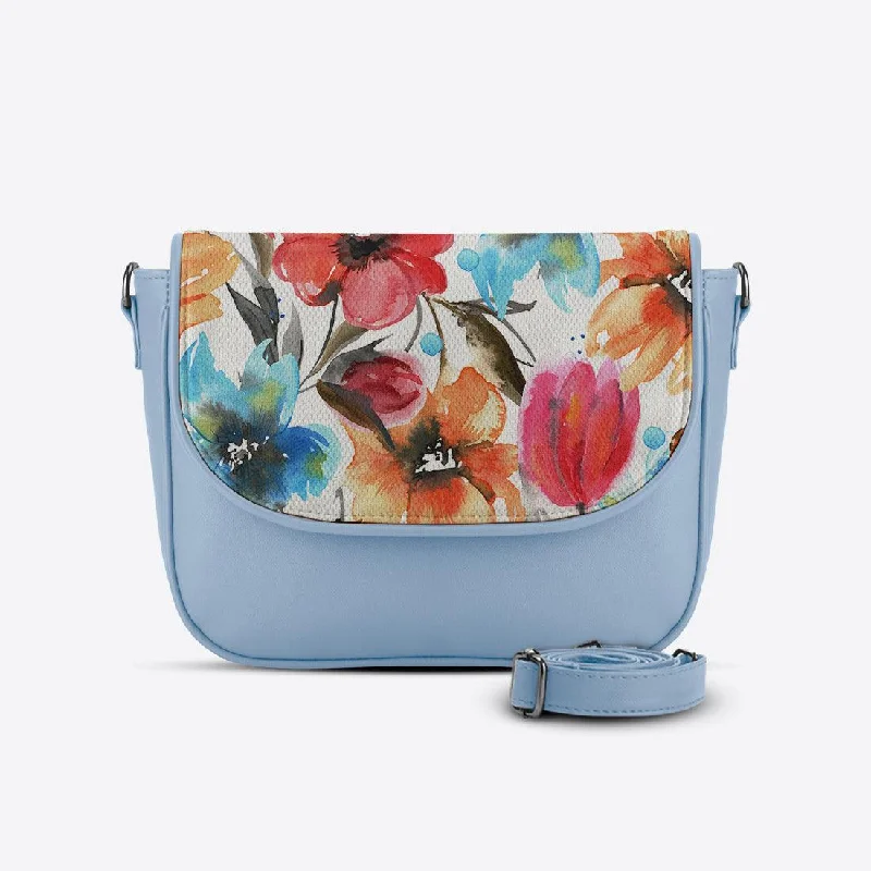 Blue Messenger Crossbody White Floral Designer-Inspired Bags, Best Prices
