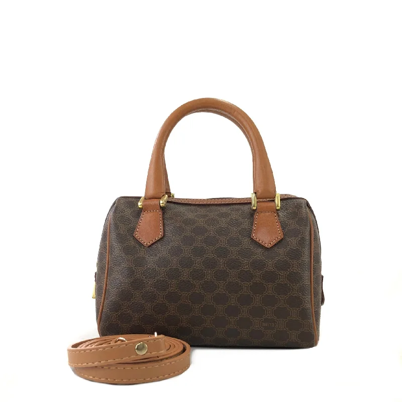 CELINE Macadam minibag miniBoston bag Shoulder bag Leather Brown Vintage Old Celine 2jh5mw Timeless Bags, Flash Sale