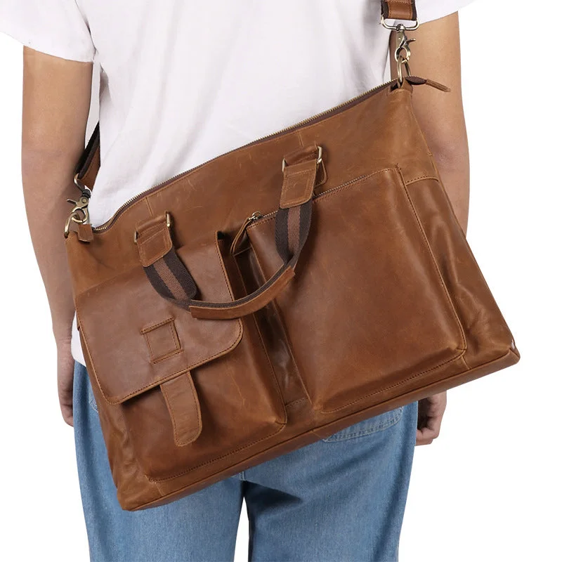 Crazy Horse Leather Briefcase Retro Tote Bag Handmade Shoulder Messenger Bag Best-Selling Bags Now At Exclusive Promotional Prices Crazy Horse Leather Briefcase Retro Tote Bag Handmade Shoulder Messenger Bag Best-Selling Bags Now At Exclusive Promotional Prices