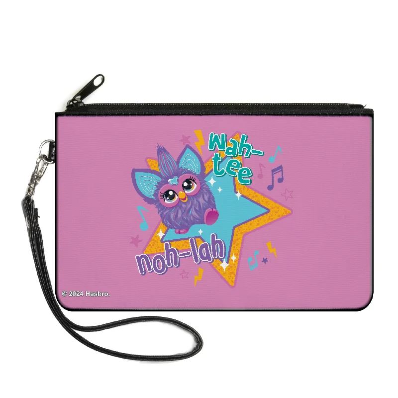 Canvas Zipper Wallet - LARGE - Furby Purple and Orange Furby BESTIES Pose Teal Trendy Handbags At Limited-Time Discounts Canvas Zipper Wallet - LARGE - Furby Purple and Orange Furby BESTIES Pose Teal Trendy Handbags At Limited-Time Discounts