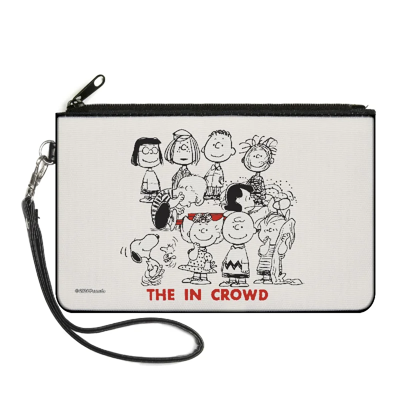 Canvas Zipper Wallet - LARGE - Peanuts Gang THE IN CROWD Group Pose White/Black/Red Elegant Bags, Limited Stock Available Canvas Zipper Wallet - LARGE - Peanuts Gang THE IN CROWD Group Pose White/Black/Red Elegant Bags, Limited Stock Available