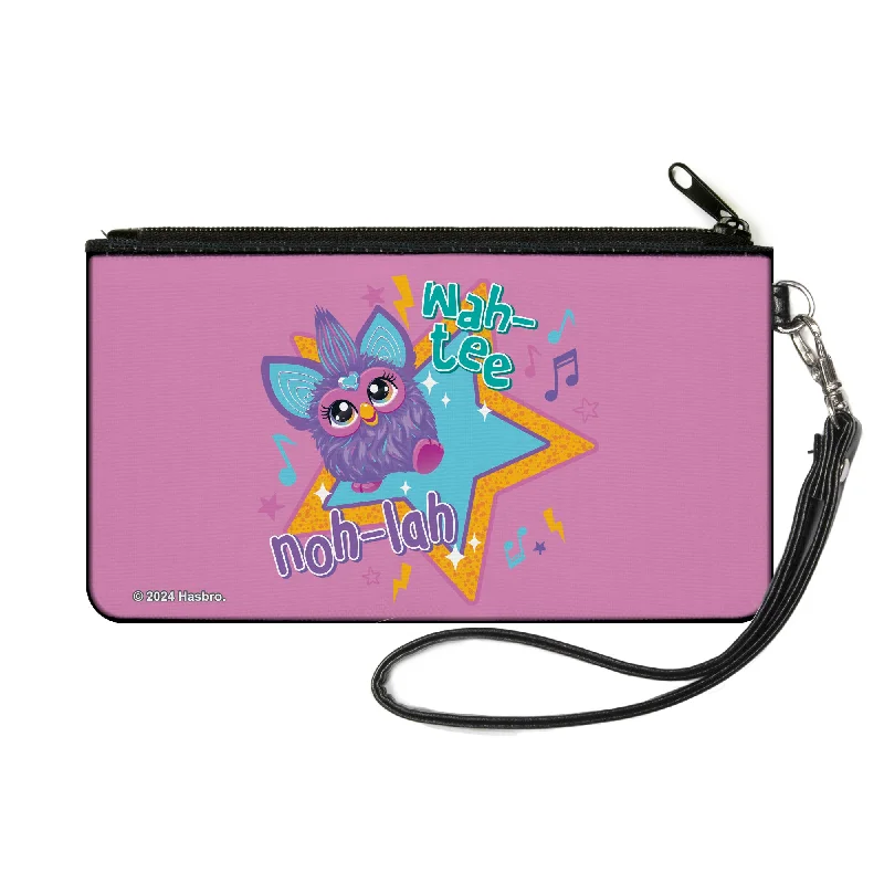 Canvas Zipper Wallet - SMALL - Furby Purple Furby NOH-LAH WAH-TEE Star Pose Pink/Multi Color Best-Selling Bags Now At Exclusive Promotional Prices Canvas Zipper Wallet - SMALL - Furby Purple Furby NOH-LAH WAH-TEE Star Pose Pink/Multi Color Best-Selling Bags Now At Exclusive Promotional Prices