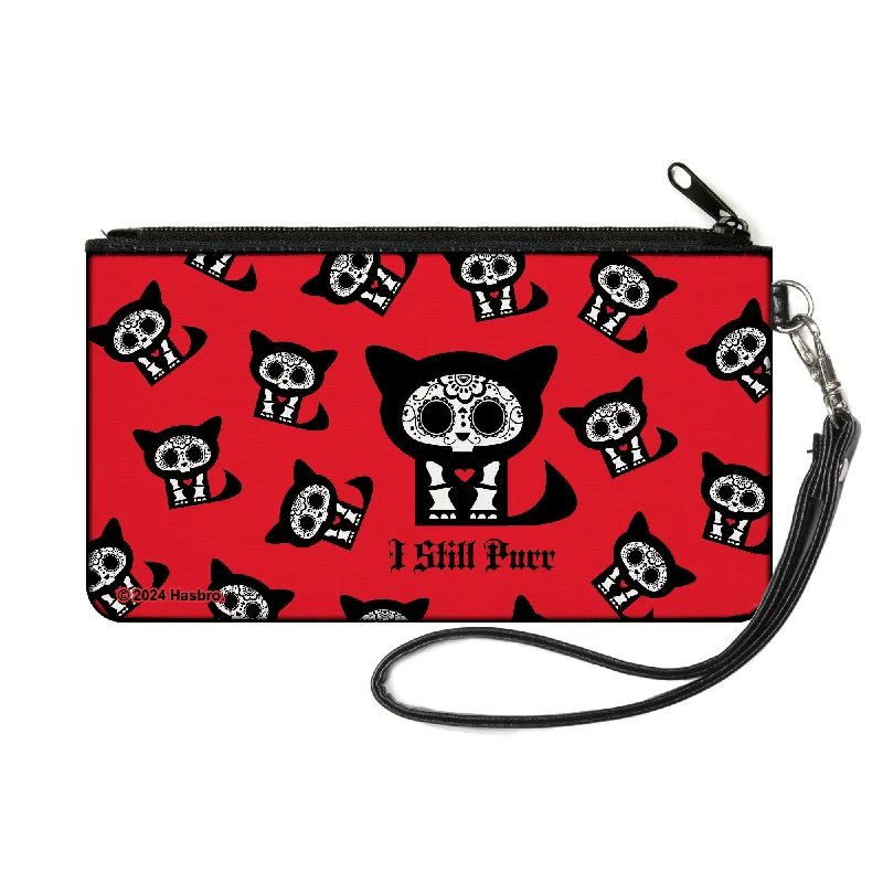 Canvas Zipper Wallet - SMALL - Skelanimals Kit the Cat I STILL PURR Pose Red/Black/White Fashionable Crossbody Bags At Special Offers Canvas Zipper Wallet - SMALL - Skelanimals Kit the Cat I STILL PURR Pose Red/Black/White Fashionable Crossbody Bags At Special Offers