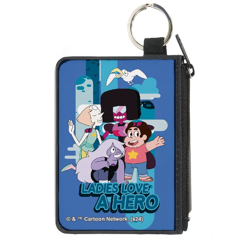 Canvas Zipper Wallet - MINI X-SMALL - Steven Universe LADIES LOVE A HERO Group Pose Blues Trendy And Timeless Handbags Now On Sale Canvas Zipper Wallet - MINI X-SMALL - Steven Universe LADIES LOVE A HERO Group Pose Blues Trendy And Timeless Handbags Now On Sale