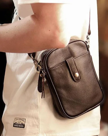 Dark Brown Vintage Leather Mens Small Messenger Bag Waist Bag Black Belt Pouch Bag For Men Iconic Handbags At Budget-Friendly Prices Dark Brown Vintage Leather Mens Small Messenger Bag Waist Bag Black Belt Pouch Bag For Men Iconic Handbags At Budget-Friendly Prices