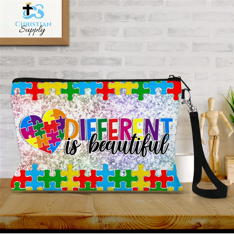 Different is Beautiful Autism Awareness Wristlet Trendy Purses, Limited Offer