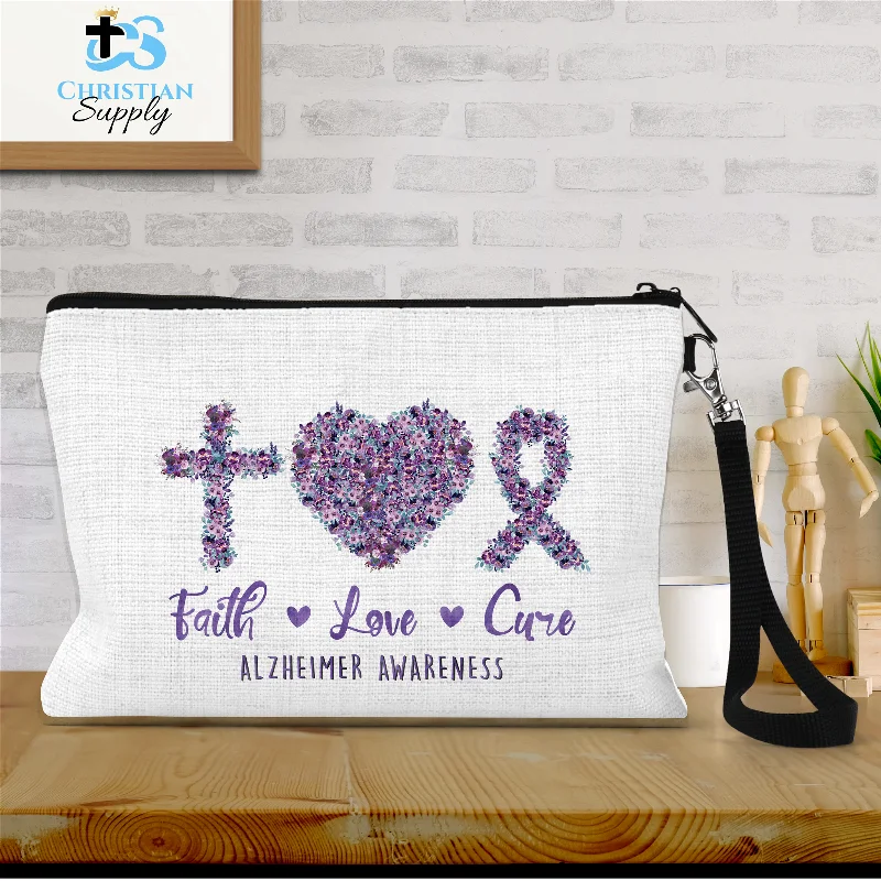 Faith Love Cure Alzheimer Awareness Wristlet Upgrade Your Look With Our Exclusive Bag Deals Faith Love Cure Alzheimer Awareness Wristlet Upgrade Your Look With Our Exclusive Bag Deals