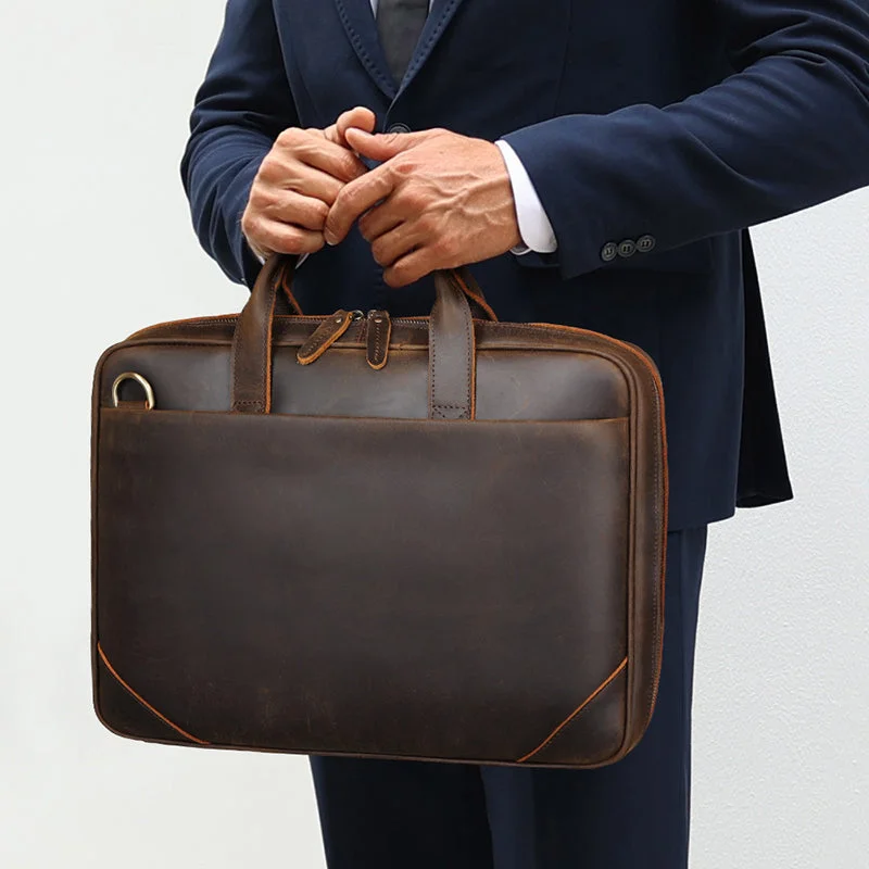 Full Grain Leather Briefcase Vintage Leather Attache Leather Portfolio Mens Leather Laptop Bag Shoulder Bag Fashionable Bags At Must-Have Prices Full Grain Leather Briefcase Vintage Leather Attache Leather Portfolio Mens Leather Laptop Bag Shoulder Bag Fashionable Bags At Must-Have Prices