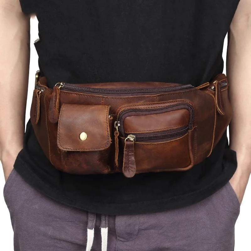 Leather Belt Bag Mens Fanny Back Waist Bag Fanny Bags For Men Trendy Purses At Exclusive Promotional Rates