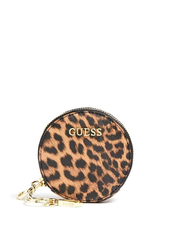 Guess Lalie Animal Print Pochette, Natural Designer Bags At Lower Prices