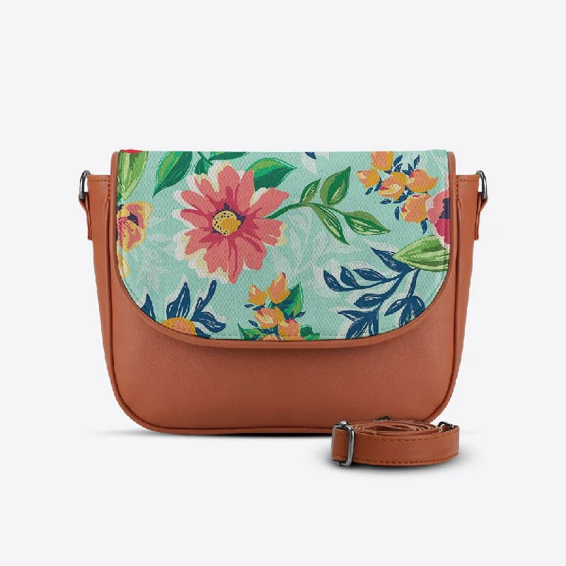 Havana Messenger Crossbody Cyan Floral Designer-Inspired Bags At Reduced Prices