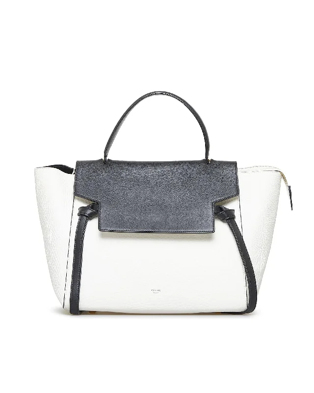 Celine Trio Bag White/Black Calfskin Leather Modern Handbags With Stylish Discounts