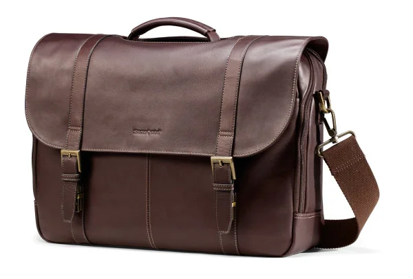 Samsonite Leather Bus Case Flapover Case DBL Trendy Purses At Unbeatable Discounts