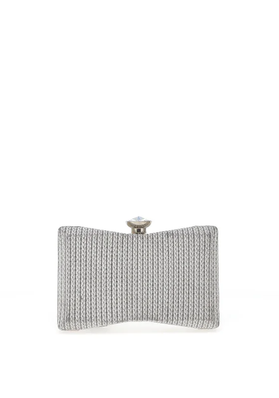 Zen Collection Braid Glitter Clutch Bag, Silver Fashionable Bags With Special Seasonal Offers