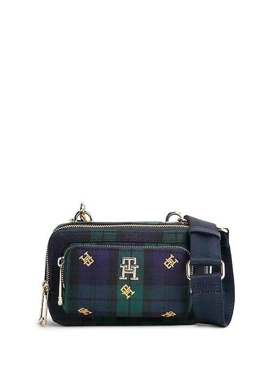 Tommy Hilfiger Iconic Tartan Monogram Crossbody Bag, Green Muti Designer Bags At Lower Prices Tommy Hilfiger Iconic Tartan Monogram Crossbody Bag, Green Muti Designer Bags At Lower Prices