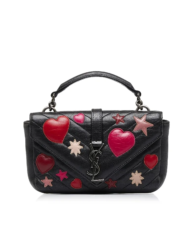 Saint Laurent College Heart & Star Messenger Bag Timeless Bags, Flash Sale
