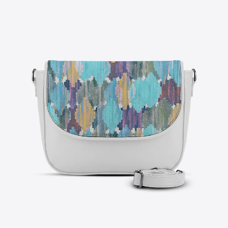 White Messenger Crossbody Iris ikat Everyday Elegance At Lower Prices