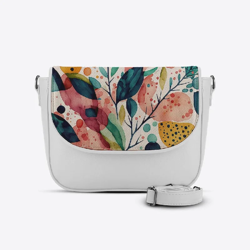 White Messenger Crossbody Leaves Trendy Handbags, Limited-Time Sale