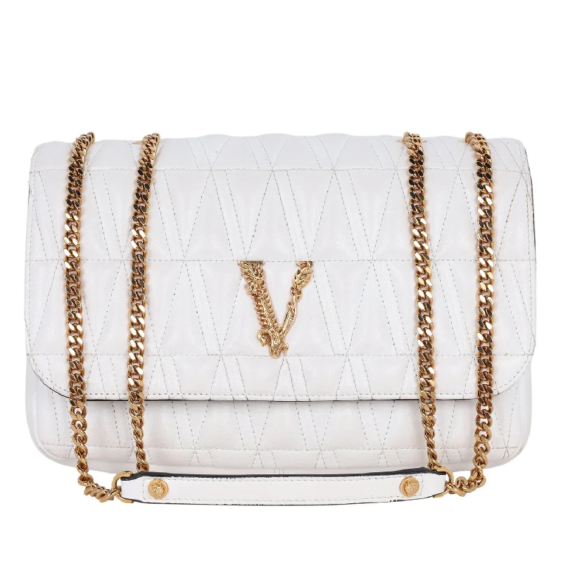 Virtus Logo Plaque Quilted Shoulder Bag Designer-Inspired Bags At Reduced Prices