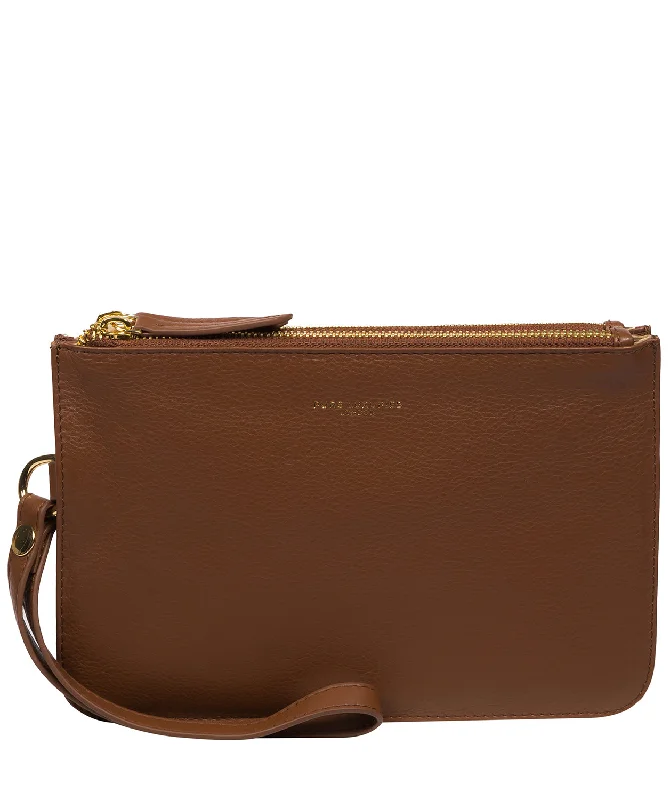 'Addison' Tan Nappa Leather Clutch Bag Premium Quality Bags, Budget Prices