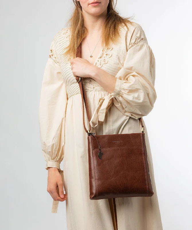 'Dink' Conker Brown Leather Cross Body Bag Luxury Bags, Budget Prices