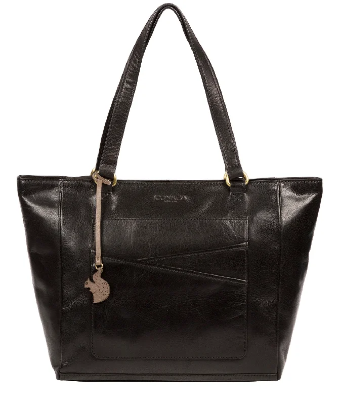 'Monique' Black Leather Tote Bag Trendy Handbags, Limited-Time Sale