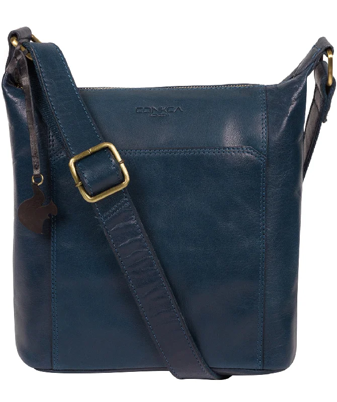 'Yasmin' Snorkel Blue Leather Cross Body Bag Elegant Totes At Limited-Time Prices