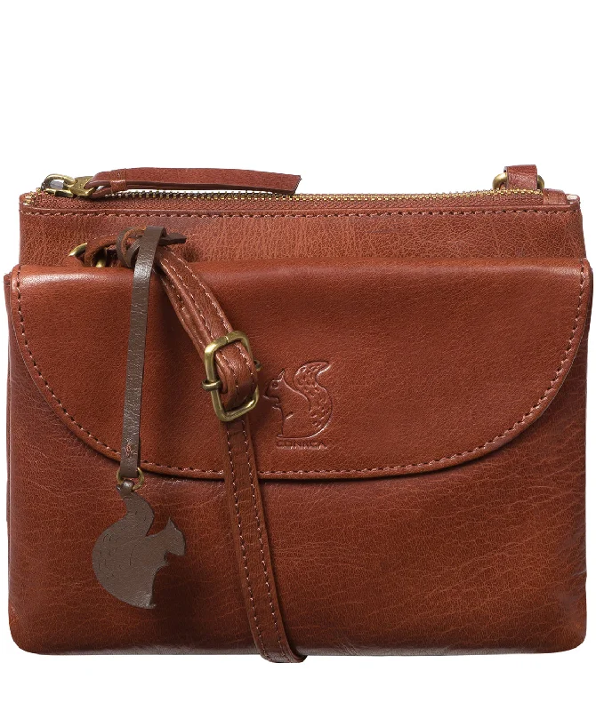 'Tillie' Conker Brown Leather Cross Body Bag Luxury Totes, Affordable Prices